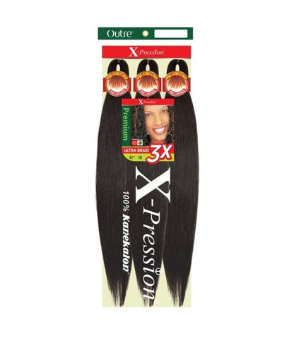 X-Pression Pre Stretched Braiding Hair 42in 1B
